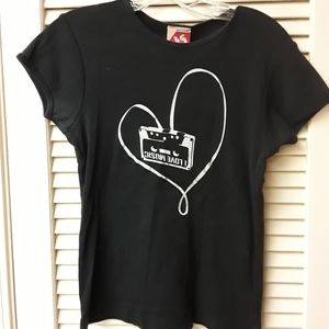 I love Music Boho Punk Black Tape Heart Tee  S M